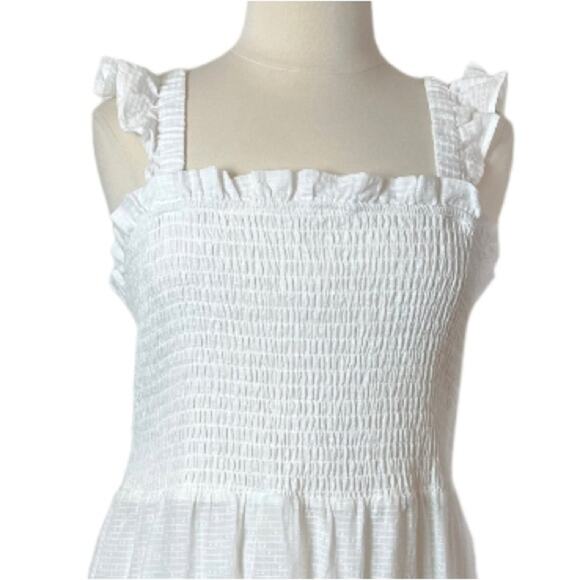 Eloquii Midi Dress Smocked Top Ruffle Sleeve Tier Hem Women’s Plus Size 22/24 - Picture 5 of 11